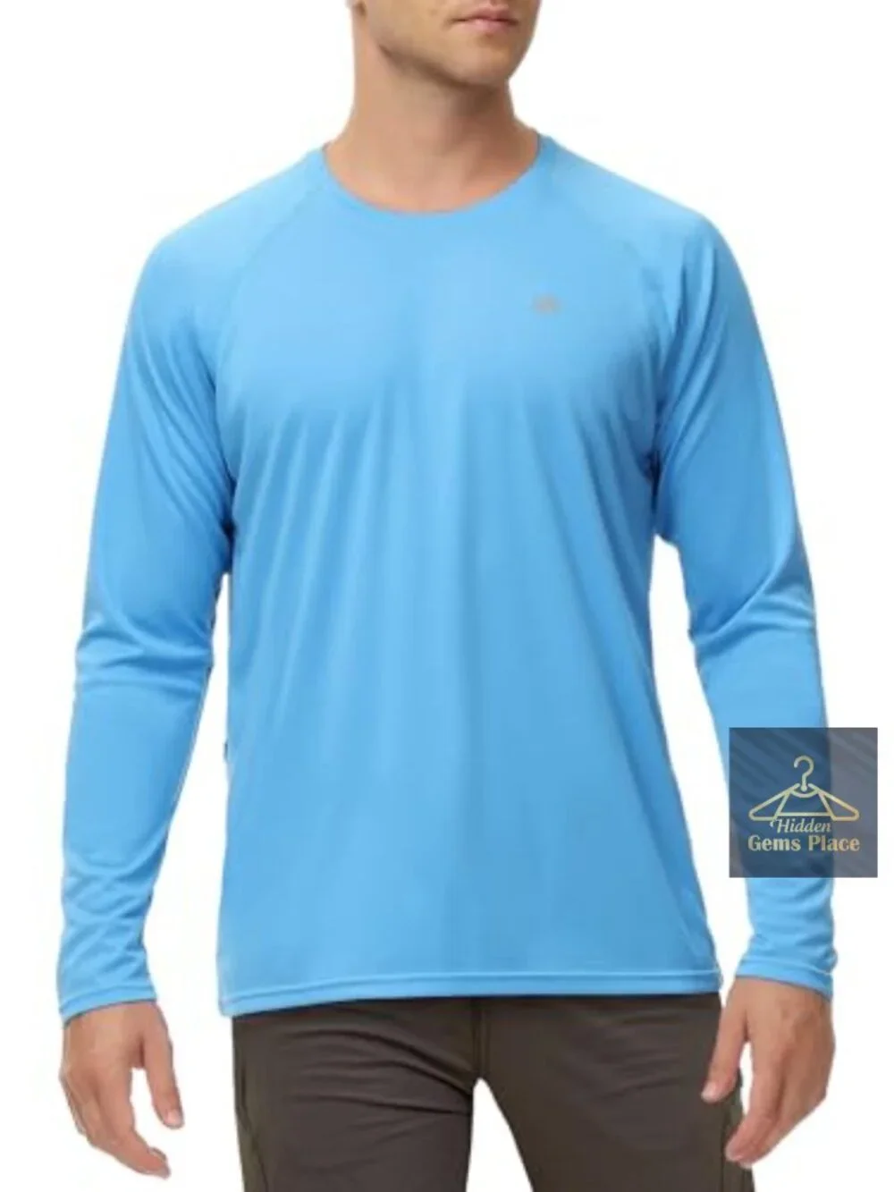 Men's UPF 50+ Long Sleeve Rash Guard Shirt with Zip Pocket Quick Dry Fishing Top